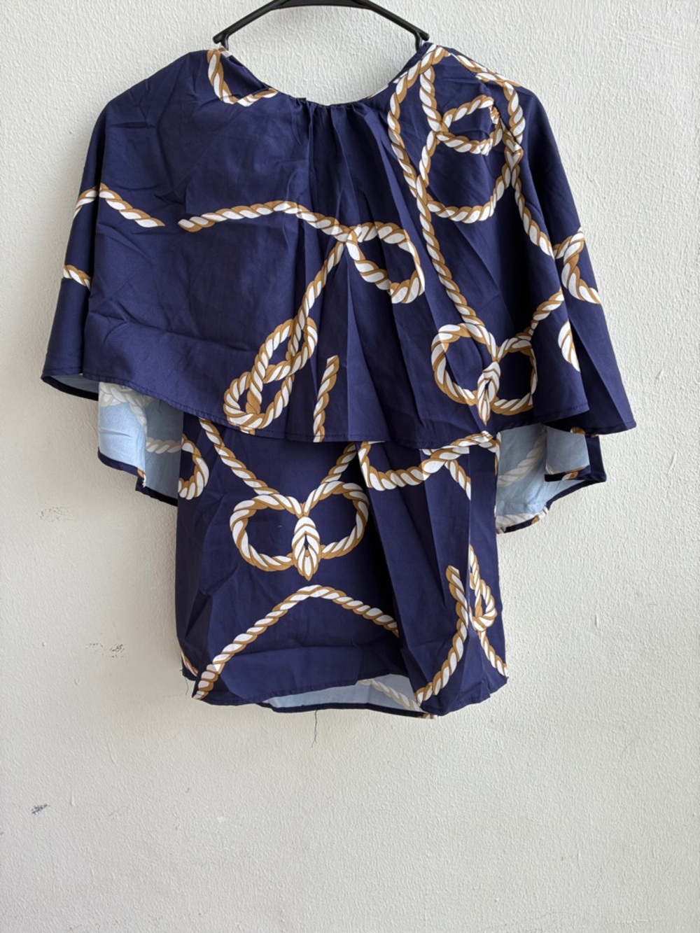 Pre-love Navy Rope-Print Ruffle top